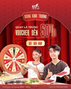 Vòng quay may mắn – khai trương Lẩu Bò Tươi 100 Độ C