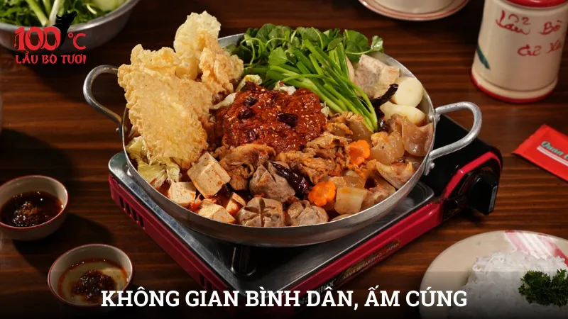 Lẩu bò Cư Xá Không gian bình dân, ấm cúng