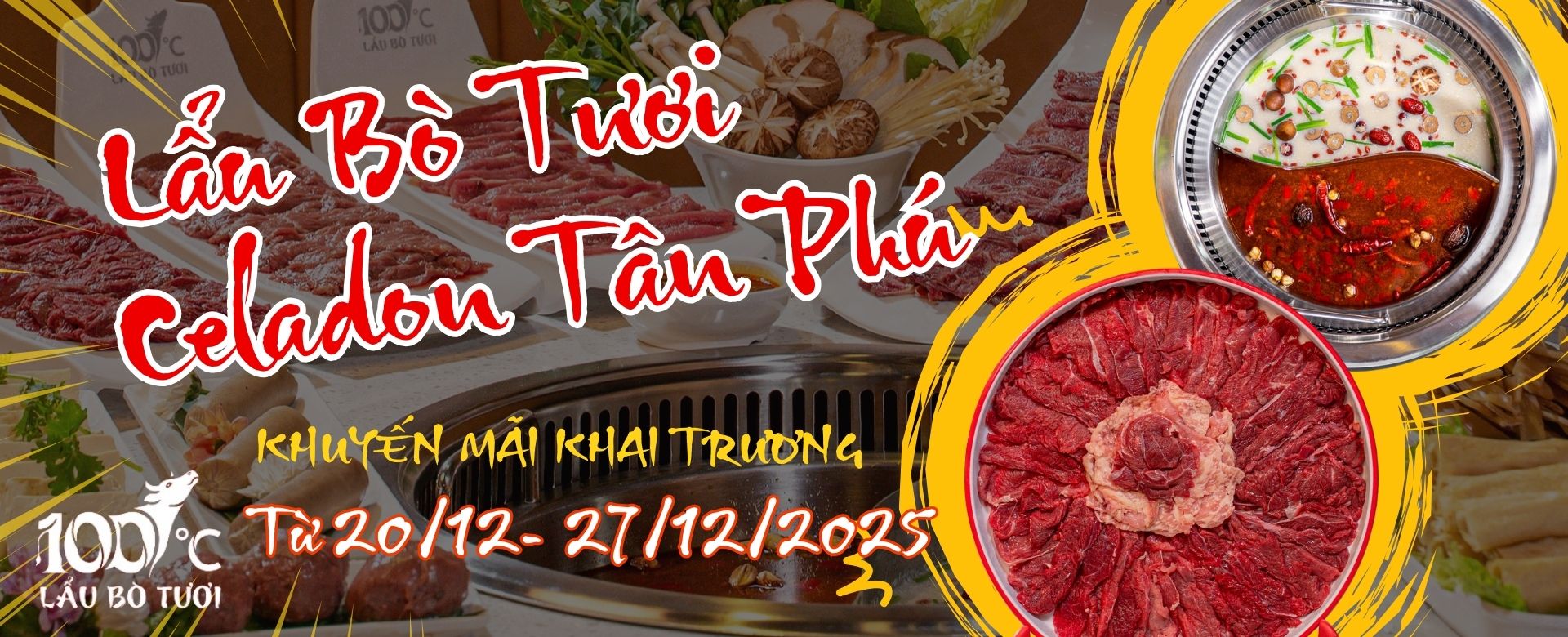 100 Độ C - Lẩu Bò Tươi - Celadon Tân Phú