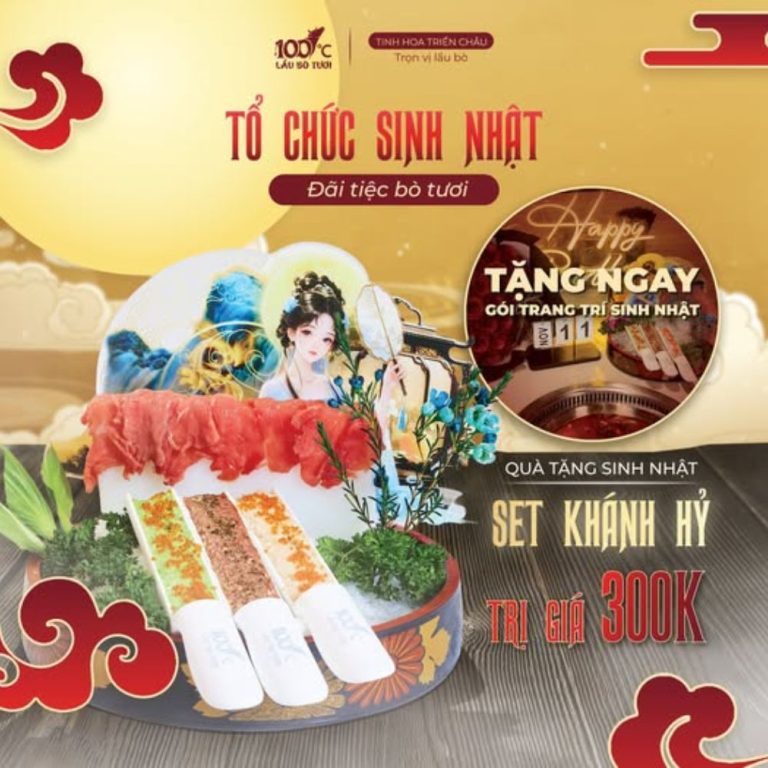 Đặt bàn tổ chức sinh nhật tại Lẩu Bò Tươi 100 Độ C
