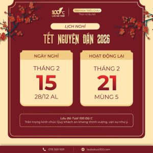 Lịch nghỉ tết nguyên đán cơ sở Lẩu Bò Tươi 100 Độ C Quảng Bình